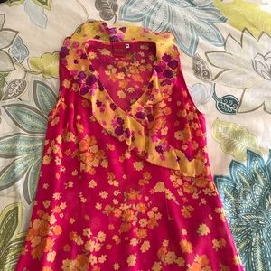 Johnny Was Silk Ruffle Midi Dress